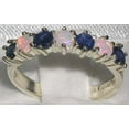 thumbnail image 2 of LBG British Made 10k White Gold Natural Opal & Sapphire Womens Eternity Ring - Size 9.75 - 33 size options, 2 of 5