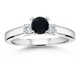 thumbnail image 4 of Gem Stone King 925 Sterling Silver Black Onyx and White Lab Grown Diamond 3-Stone Engagement Ring for Women (0.61 Cttw, Gemstone December Birthstone, Size 6), 4 of 4