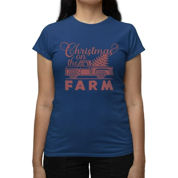 Vintage Farm Holiday Christmas Tee T-shirt Women's