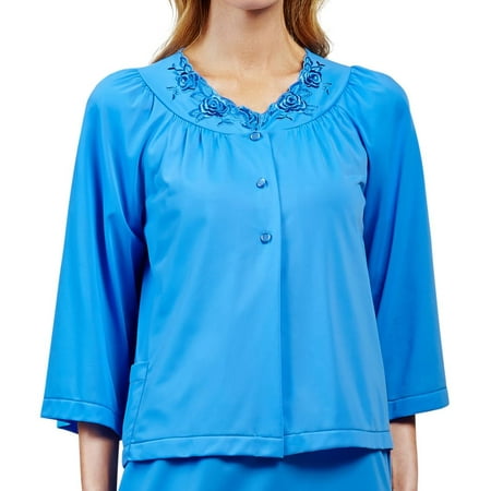 

Women s Shadowline 75280 Petals Nylon Tricot Bed Jacket (Sapphire S)