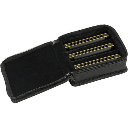 Fender Blues DeVille Harmonica, Pack of 3, with Case