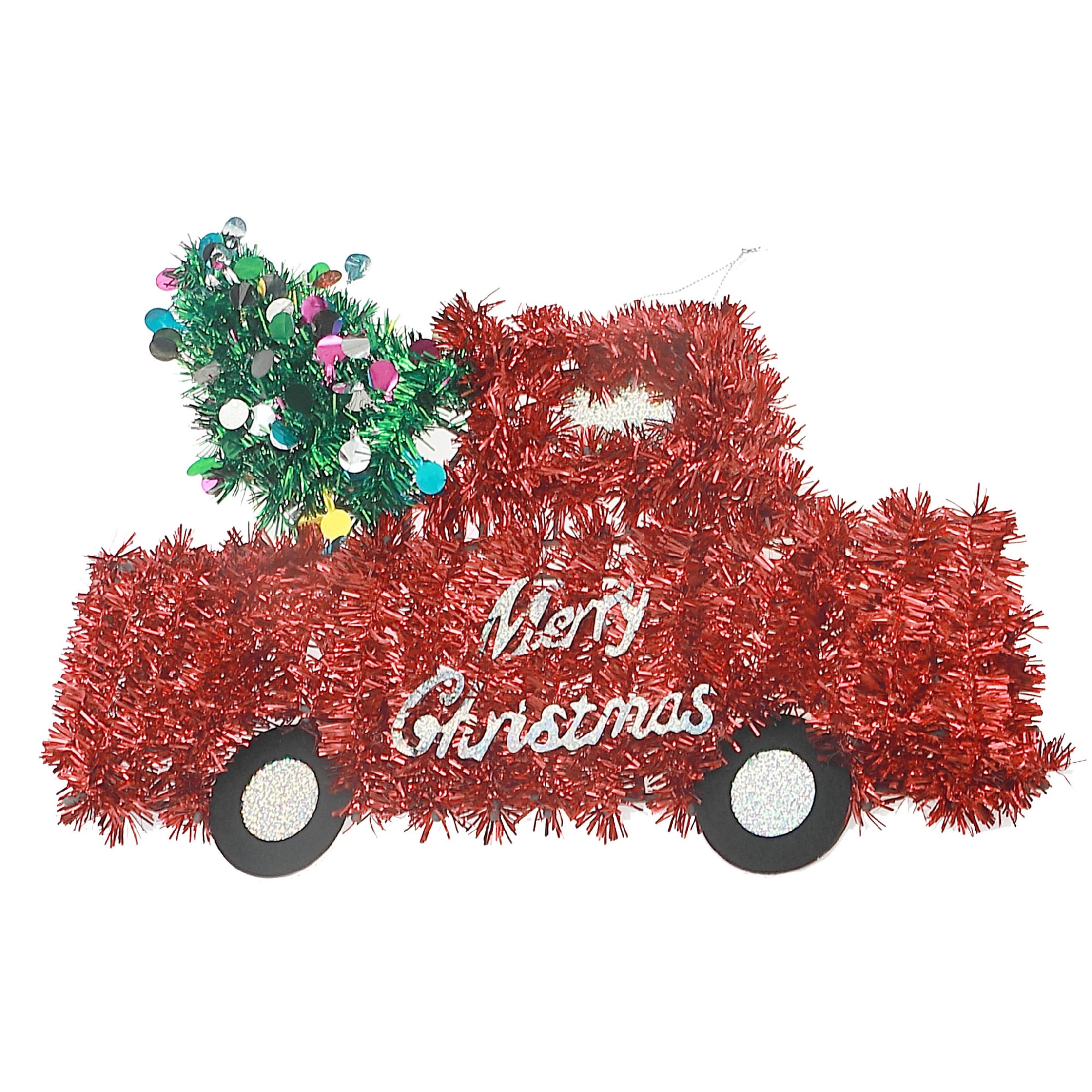 Red Christmas Truck Tinsel Ornament (Asstd.) - Set of 12