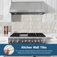 thumbnail image 6 of 10 Sheets Seamless Peel and Stick Backsplash Tile for Kitchen,White and Gray Stone PVC Mixed Light Gold Self Adhesive Fish Scale Metal Mosaic Tiles, 6 of 7