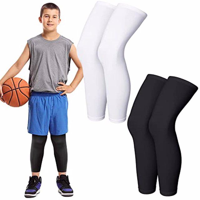 Greeniant Mangas elásticas y suaves para las piernas de 4 piezas para un ajuste cómodo durante la protección para trotar y correr Ropa Deportiva, Zapatos Espalda+Blanco, 4 piezas S