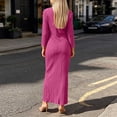 thumbnail image 6 of StSilkitty Womens Maxi Bodycon Dresses Solid Color Long Sleeve Crewneck Long Dress Wedding Guest Elegant Sundresses, 6 of 6
