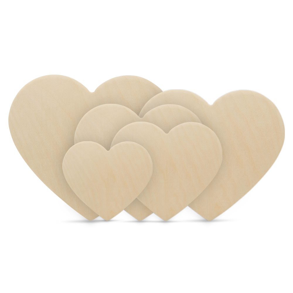Wooden Heart Cutouts for Crafts 8 inch, 1/4 inch Thick, Pack of 25