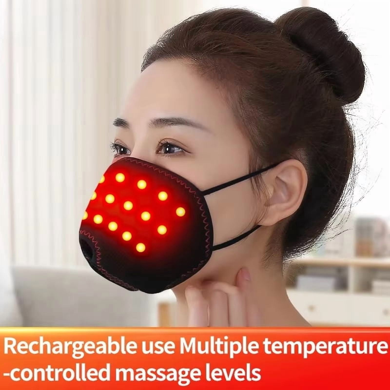 Heated Nose & Face Massager – Red Light Warming Mask, Built-in Battery, 3 Heat Levels, Auto-Off Timer, Washable, USB Rechargeable, Portable Sinus Comfort