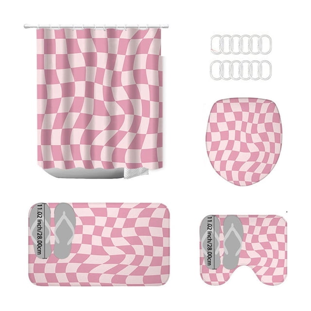 SIYTUAU Waterproof Shower Curtain Four Piece Set For Bathroom Dry And Wet Separation Non Slip Mat Set Stylish And Easy To Clean