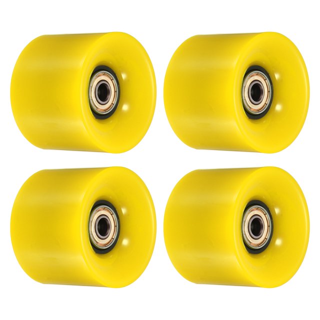 Unique Bargains Roues de Longboard 60mm avec Roulements ABEC-11 Roues de Rue pour Skateboards Cruiser 80A, Jaune Doré 4 Pack