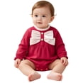 thumbnail image 5 of Lumosvexa Baby Brief Bodysuit Cute Bowknot Long Sleeve Crew Neck Fall Winter Casual Onesie Red 6M, 5 of 10
