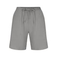 thumbnail image 3 of Nestiefly Men's Linen Shorts Casual Summer Beach Short Pants Breathable Cotton Elastic Waist Drawstring with Pockets Gray 2XL, 3 of 6