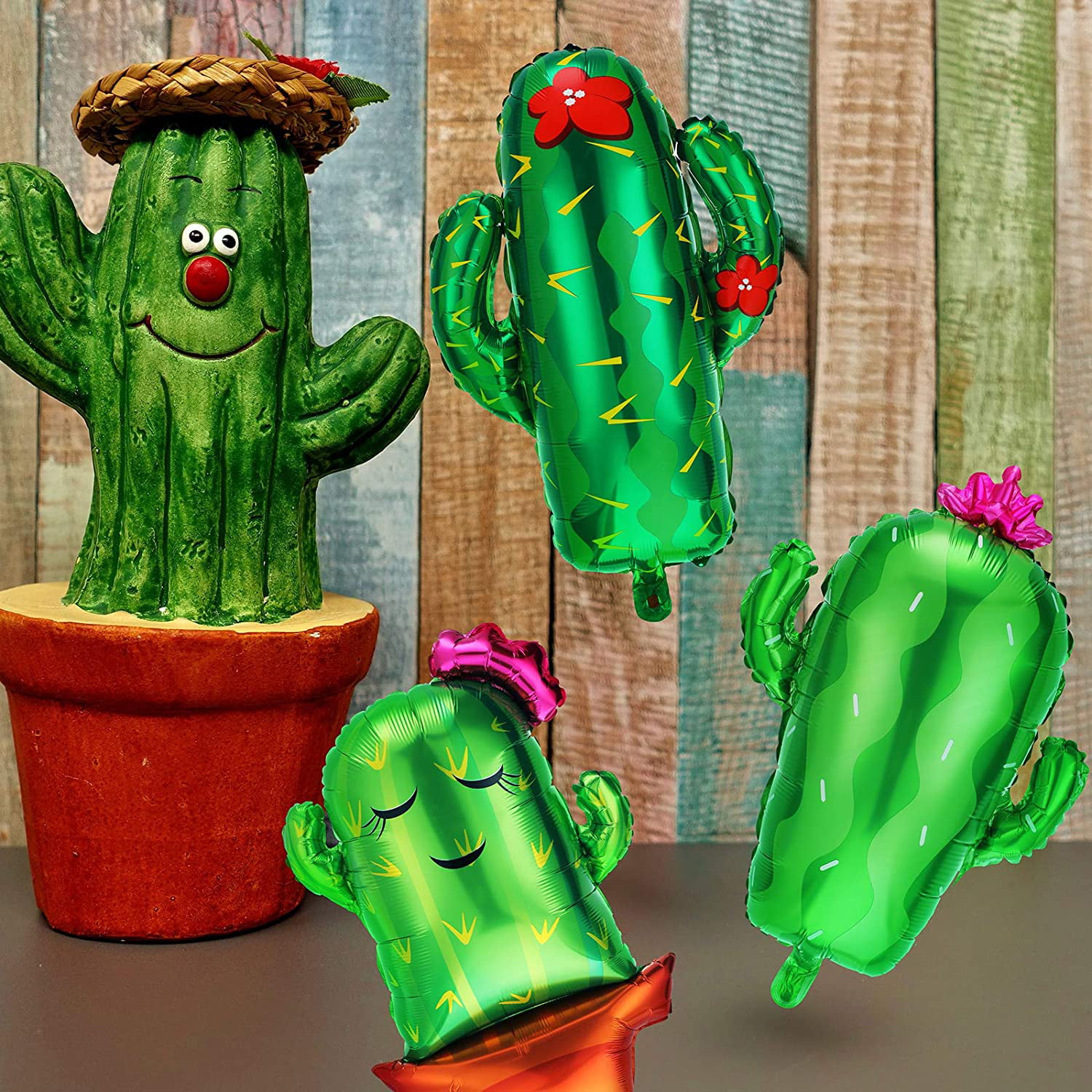 8 PCS 8 Pcs Large Cactus Foil Balloons for Birthday Party Taco Party Decor Supplies Mexican Party Decoration 