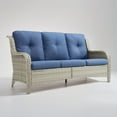 thumbnail image 6 of Opohoro 72" Outdoor Wicker Patio Sofa with Cushions, 3-Seat PE Rattan Couch for Porch, Light Gray/Blue, 6 of 7