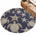 thumbnail image 2 of Large Round Rug 8Ft, Navy Blue Coastal Non-Slip Washable Circle Rugs Carpet, Summer Beach Sea Turtle Starfish Nautical Indoor Outdoor Rug Floor Mats Throw Runner for Bedroom Living Room Bathroom, 2 of 8