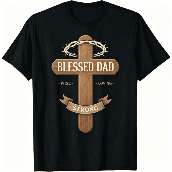100% Cotton Father's Day Gift for Dad Husband Blessed Dad Christian T-Shirt