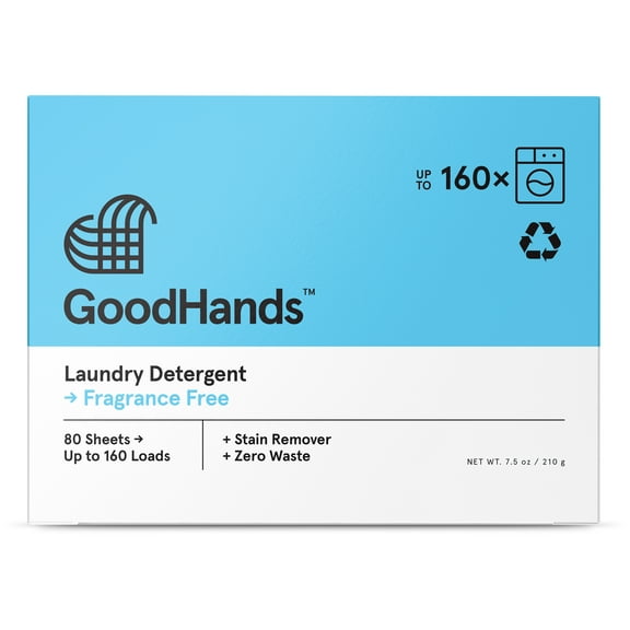 GoodHands Laundry Detergent Sheets, Unscented, 80 sheets (160 Loads)