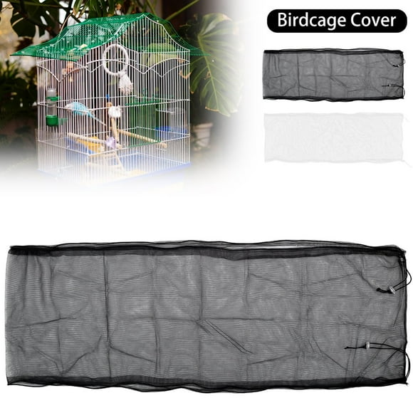 Bird Cage Cover Adjustable Bird Cage Seed Catcher Birdcage Nylon Mesh Net Seed Feather Catcher Birdcage Cover Skirt Seed Guard for Parrot Parakeet Square Bird Cages