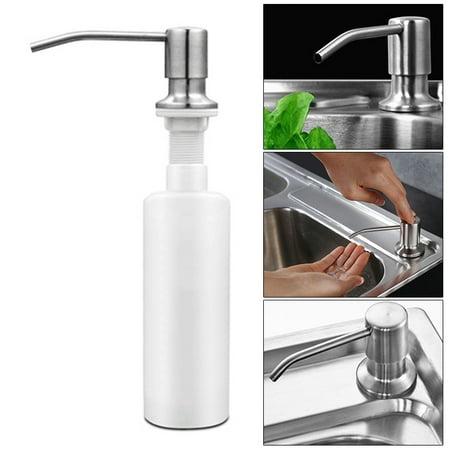300ml 304 Stainless Steel Soap Dispenser Kitchen Bathroom Sink Clear Liquid Lotion Hand Pump Head Abs Bottle Refillable Bathroom Accessories
