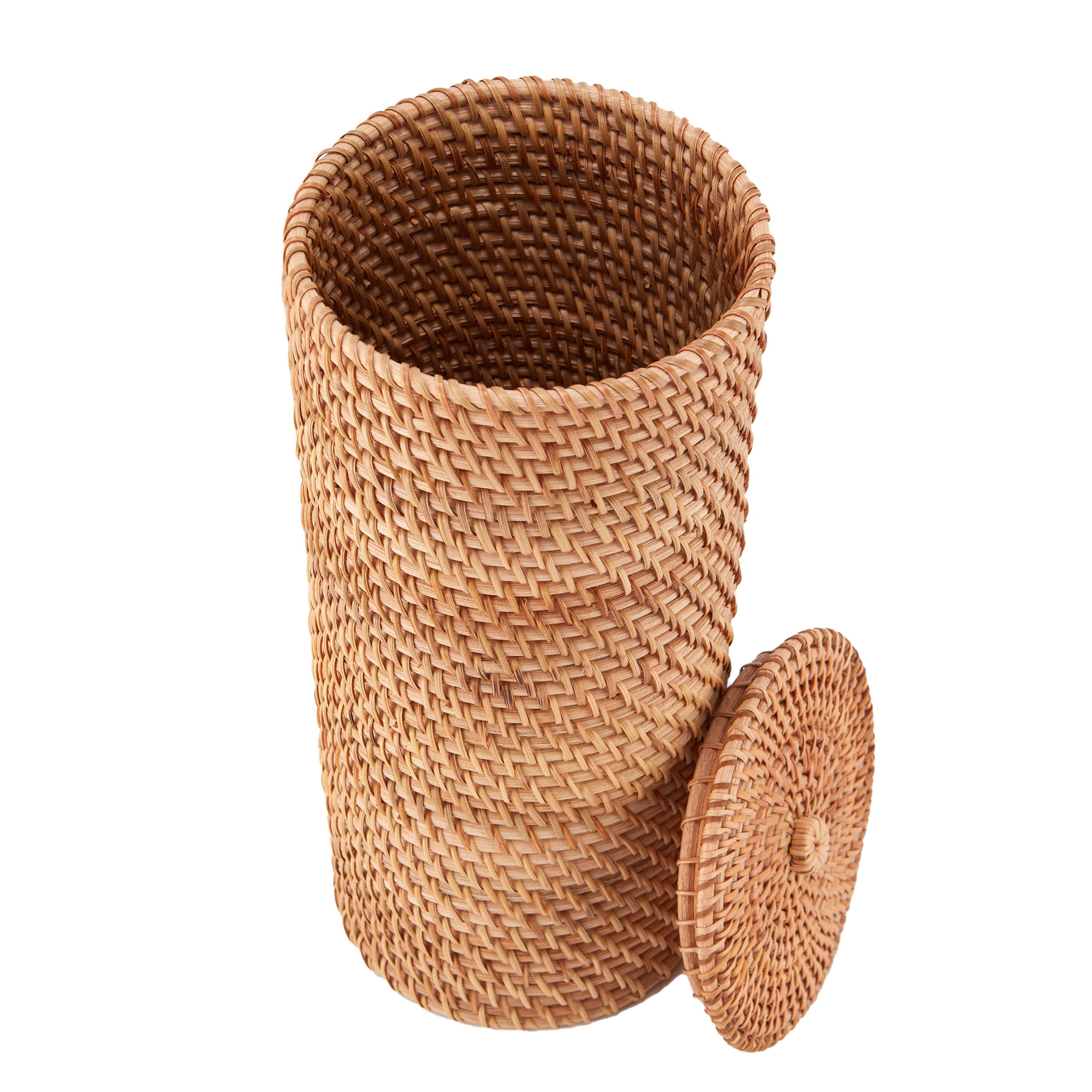 Better Homes & Gardens Floor Standing Toilet Paper Reserve with Lid, Rattan