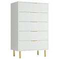 thumbnail image 3 of COZONY 5 Drawer Dresser for Bedroom, 48"H Modern Wood Dresser Organizer with Metal Legs & Handles, Storage Chest of Drawers for Living Room, Hallway, Entryway, White, 3 of 9