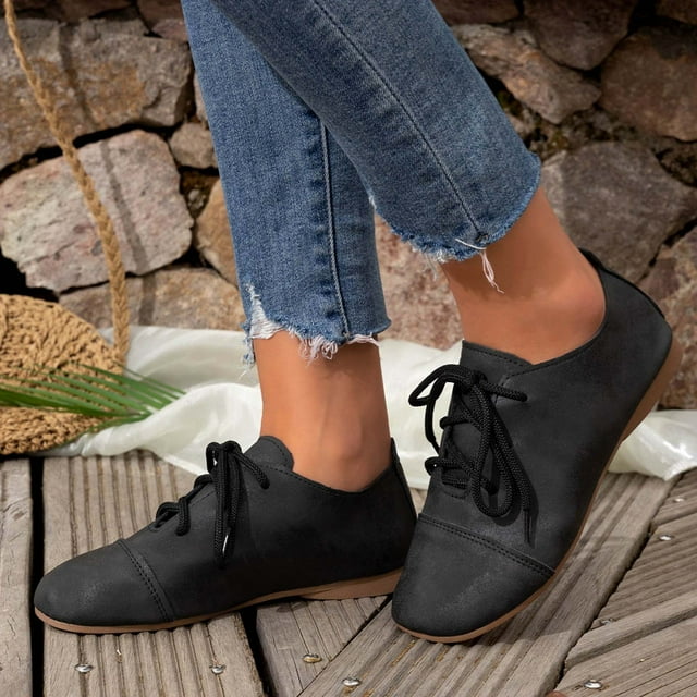 Tranfacy Chaussures pour Femmes, Chaussures d'Automne, Mocassins Décontractés à Lacets pour Femmes, Printemps et Été, Semelle Plate