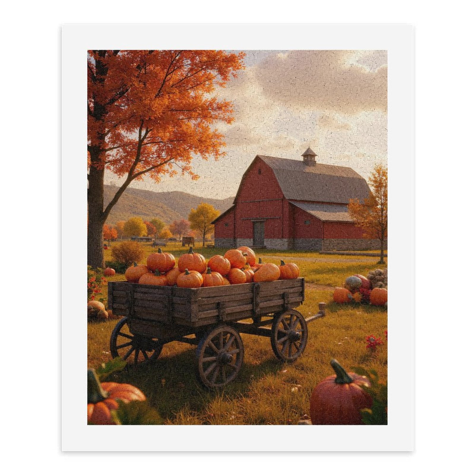 Paint by Numbers Kit for Adults, Autumn Harvest Barn Scene Paint by Numbers, Easy Paint by Numbers Kit for Adults Beginner, DIY Adult Paint by Number Kits on Canvas, Home Decor