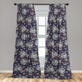 thumbnail image 2 of Floral Window Curtains, Vintage Vibe Romantic Style Jumble Roses and Swirling Branches, Lightweight Decor 2-Panel Set with Rod Pocket, Pair of - 28"x63", Dark Violet Marigold and Grey, by Ambesonne, 2 of 3