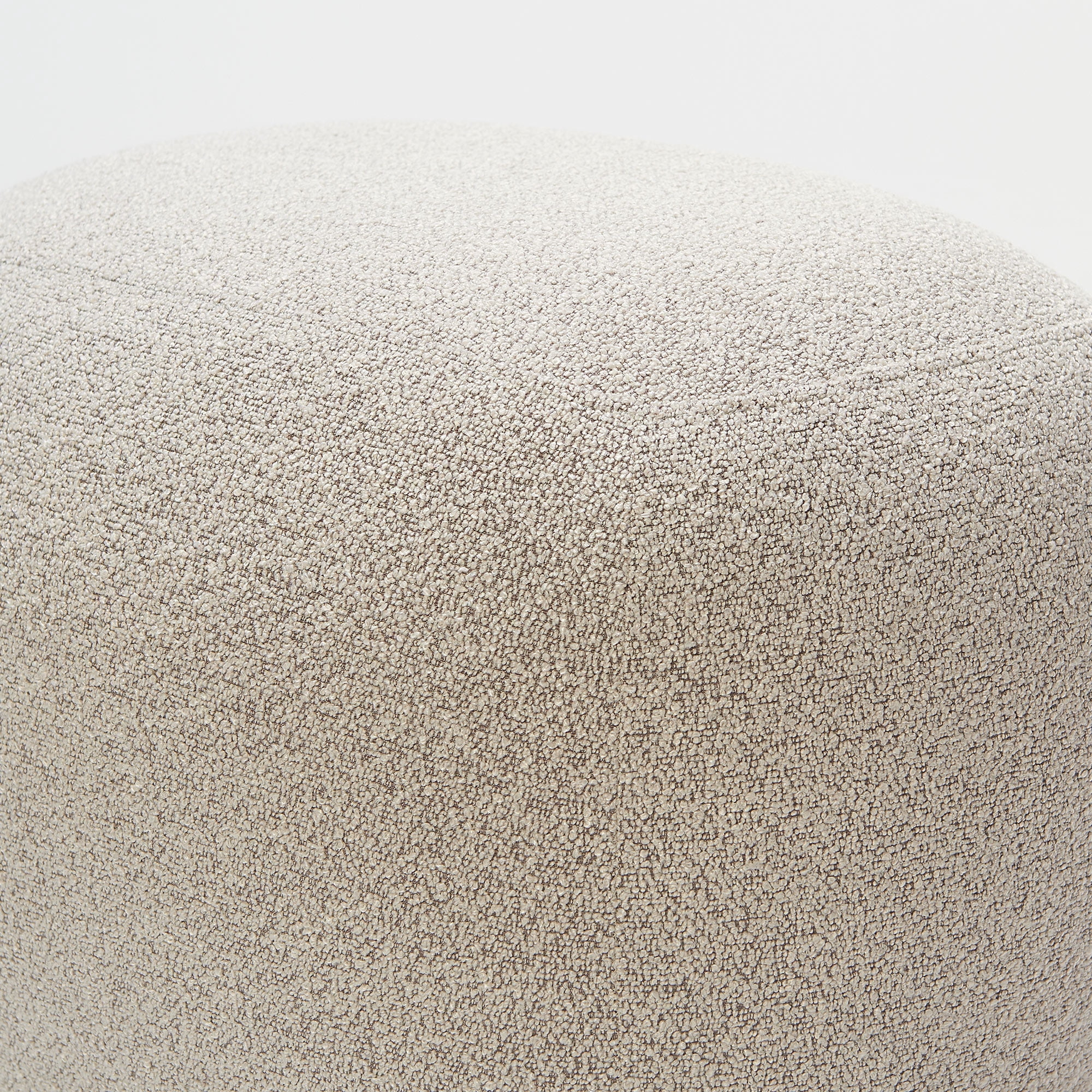 Round Boucle Upholstered Ottoman Chair, Footstool with Soft Padded Seat, Fully Assembled Modern Sofa Couch Footrest, Extra Seating for Bedroom Entryway, Taupe(18.5" D x 23" W x 16.5" H)
