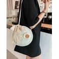 thumbnail image 3 of LHSHID Novel Round Purse Cute Wheel Crochet Bag Women Crossbody Purse Beach Bag Handmade Woven Shoulder Bag Lace Bow, 3 of 5