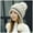 Beige, variant on Trapper Hats,Winter Hats Women Fashion Keep Warm Winter Hats Knitted Wool Hemming Hat With Hair ball Beanies Hats,Hat for Cold Weather Red