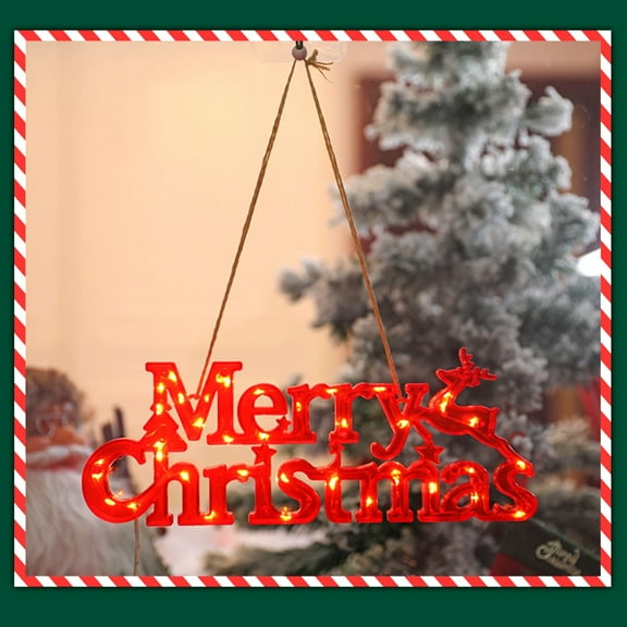 LED Merry Christmas Letter Lights - 11x4.1" Hanging Decor for Wreaths, Trees, Doors & Windows - Warm White Battery-Powered Indoor Outdoor Holiday Decoration