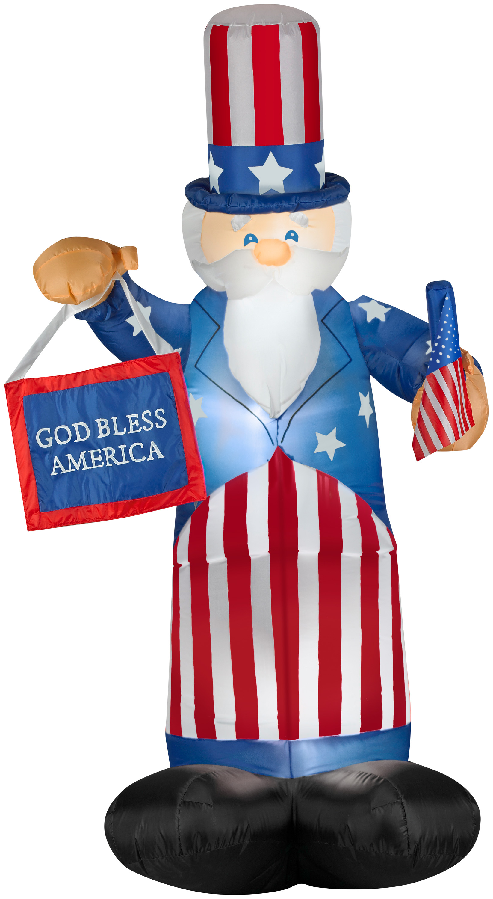 Gemmy Airblown Inflatable Uncle Sam with Flag and Banner, 6 ft Tall