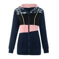 thumbnail image 2 of Women‘s Stitching Drawstring Hooded Slim Fashion Jacket Coat Outwear, 2 of 6