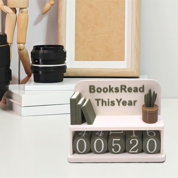Books Read This Year Tracker Sign for Men Women Abs Plastic Manual Counter Bookshelf Decor