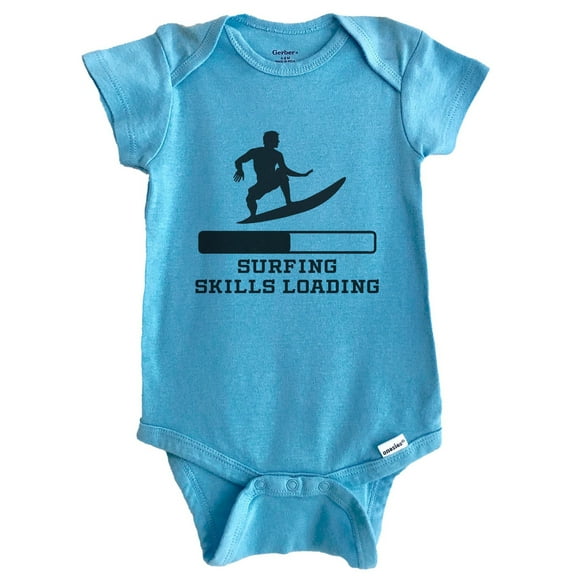 Surfing Skills Loading Funny Surfer Humor Baby Bodysuit (Blue), 0-3 Months
