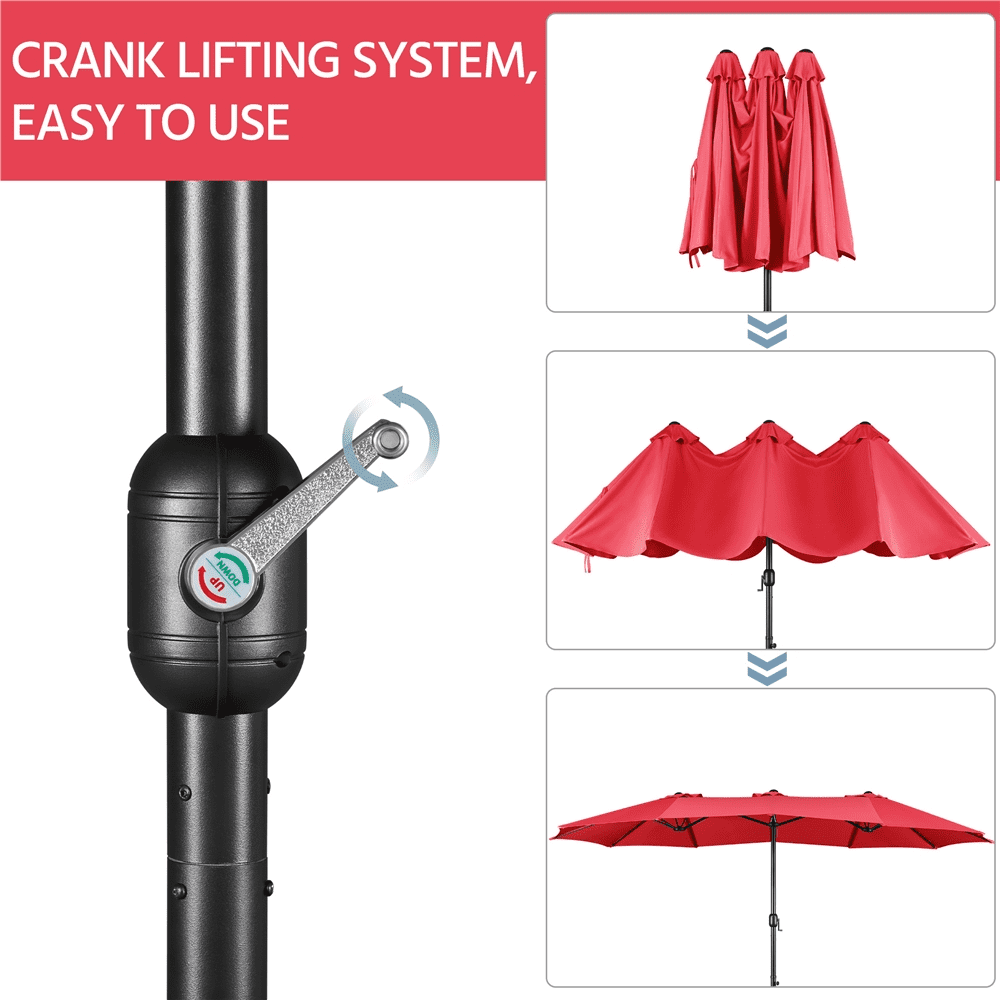 Renwick 13 FT Triple-Size Extra Large Patio Umbrella with Crank, Red