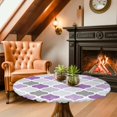 thumbnail image 3 of Purple Grey Morocco Lattice Round Fitted Tablecloth with Elastic Edge,Waterproof Table Cloth Fits Tables Up to 55"-60",Wipeable Washable Table Cover for Indoor Outdoor Dinning Party,Geometric Plaid, 3 of 9