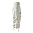 thumbnail image 5 of HOOMEUMY Men Comfy Cargo Pants Stretch Outdoor Hiking Cargo Pants Drawstring Fashion Sports Workout Baggy Sweatpants Loose Casual Trousers with Pockets (Beige,L), 5 of 7