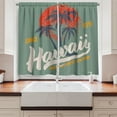 thumbnail image 2 of Hawaii Curtains 2 Panels Set, Surfing Water Sport Palm Tree Orange Sun, Window Drapes for Living Room Bedroom, 55"W X 39"L,Pale Reseda Green Vermilion Earth Yellow Dark Lavender, by Ambesonne, 2 of 3