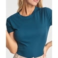 thumbnail image 4 of Real Essentials 3 Pack: Women's Round Neck Short Sleeve Ribbed Shapewear Bodysuit Shirt Tops - (Available in Plus Size), 4 of 6