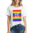 thumbnail image 2 of Plus Size Tops for Women Short Sleeved Rainbow Love Printed Round Neck T-shirt White XL, 2 of 3