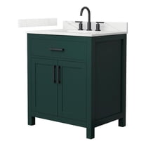 Beckett 30" Green Single Vanity & Giotto Quartz Top (3-Hole) & Black Trim