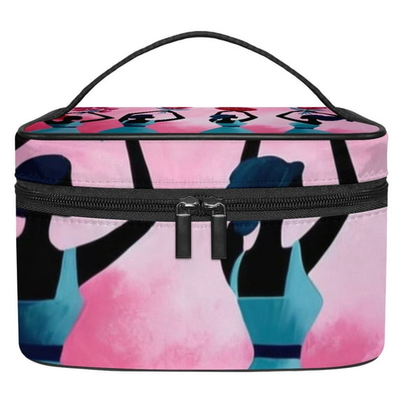 ERJLKXP Pink Dancing African Women Makeup Bags Travel Cosmetic Bag Case, Large Capacity Organizer and Storage, Portable Pouch Toiletry bag for Women & Girls
