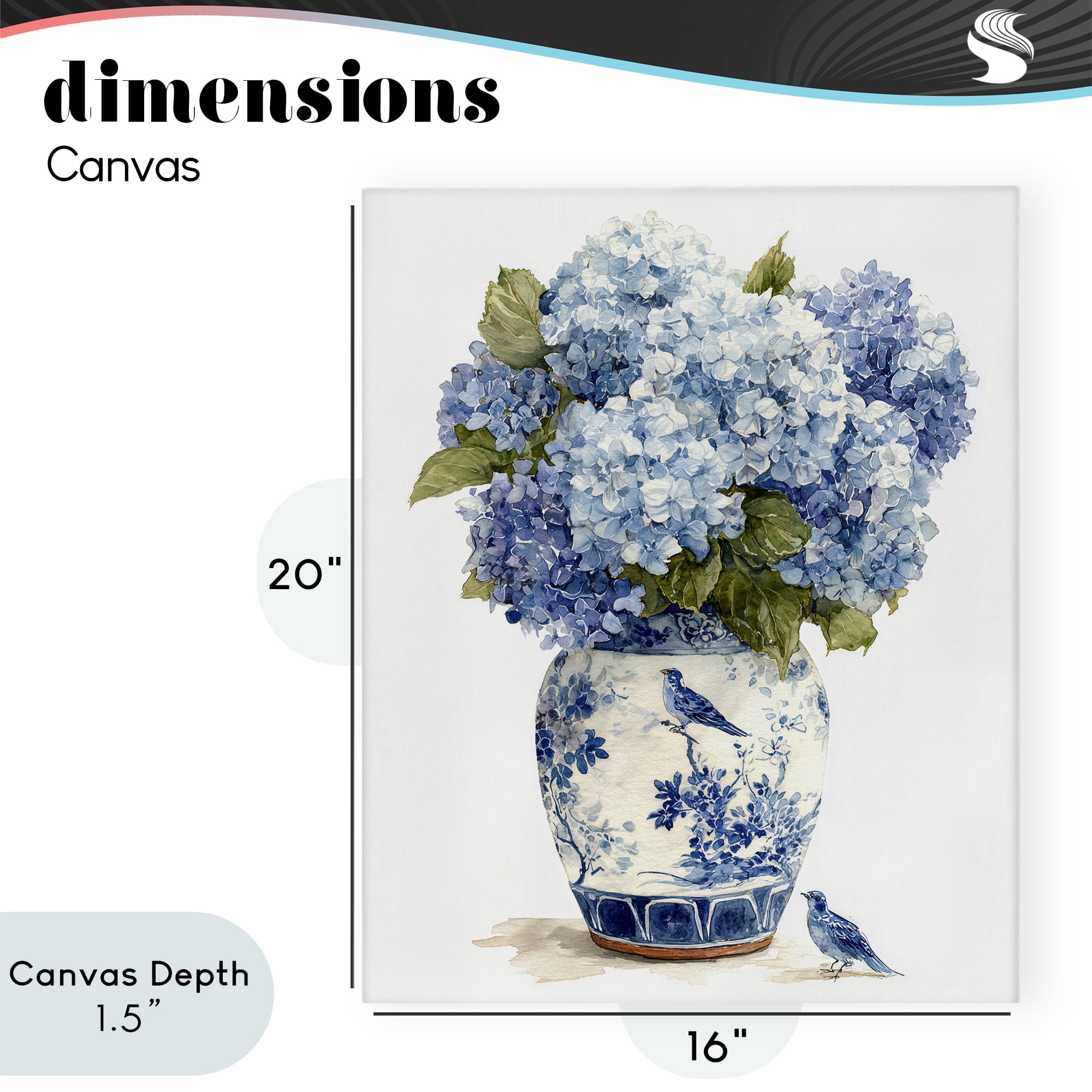 Stupell Industries Blue Bird & Hydrangea Vase Canvas Wall Art, design by Imagine It Images