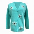 thumbnail image 6 of Towmus Women Flower Print Single- Long Sleeve Knitwear Cardigan Winter V-neck Pullover Cute Cardigan Sweaters, 6 of 6
