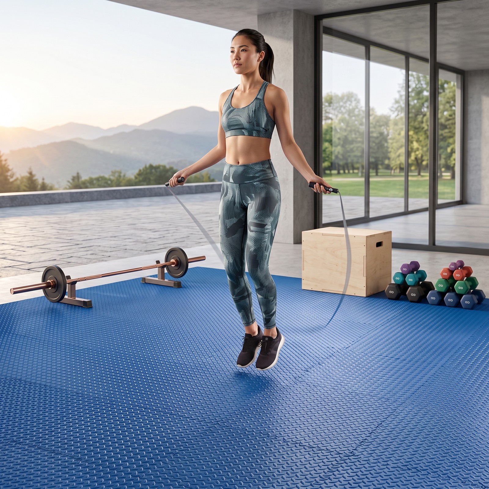 Airfind 24 Tiles Puzzle Exercise Floor Mat with Interlocking EVA Foam and Non-Slip Texture for Home Gym Equipment Protection, Blue