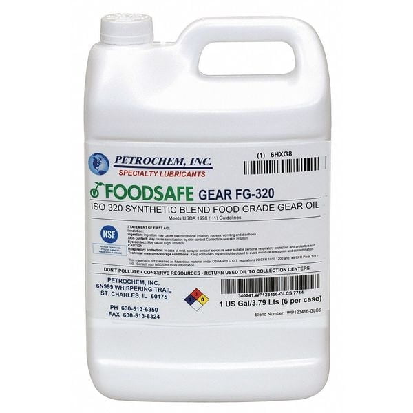 1 gal Gear Oil Jug 320 ISO Viscosity, 90 SAE, Clear FOODSAFE GEAR FG-320-001