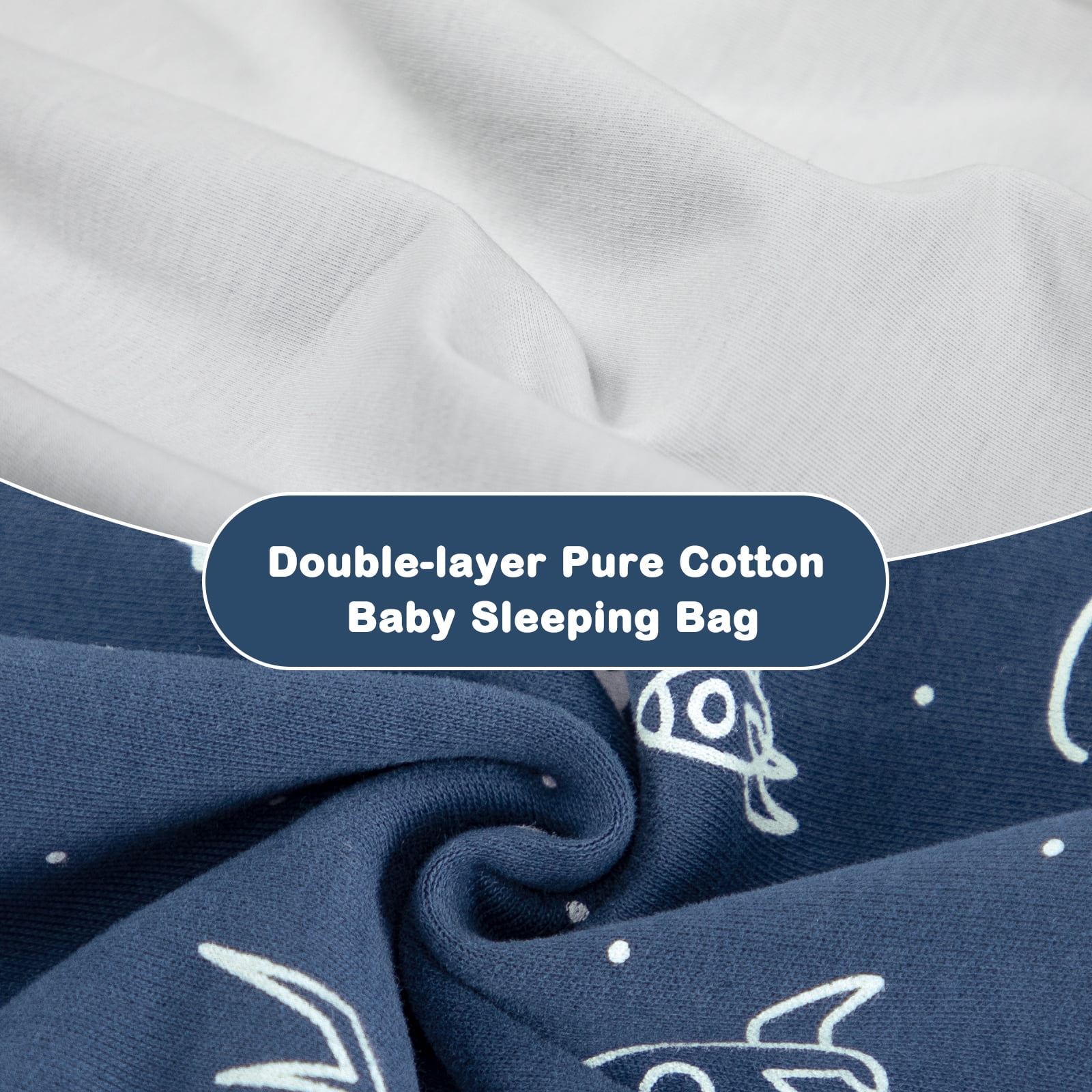 Mosebears 1.0 Tog Baby Sleeping Bag - Cotton Sleeveless Sleep Sack for Baby(navy blue,S(6-12 Months))