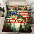 thumbnail image 2 of Homewish Hunting Pike Fish Twin Sheet Sets for Adult, Rustic Farmhouse Twin Fitted Sheet, Western US Flag Flat Sheet, Ultra Soft Bedroom Decor, 3-Piece, 2 of 7