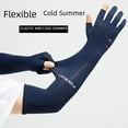 thumbnail image 4 of Guantes de protección solar Manga protectora de brazo para hombre Manga de seda de hielo de verano Manga de hielo antideslizante para conducir Montar Pesca Guantes de medio dedo, 4 of 4